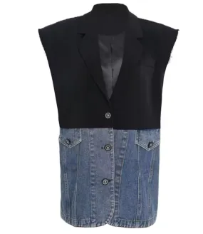 Denim-Mixed Vest