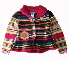 Deux Par Deux Girls Striped Cardigan