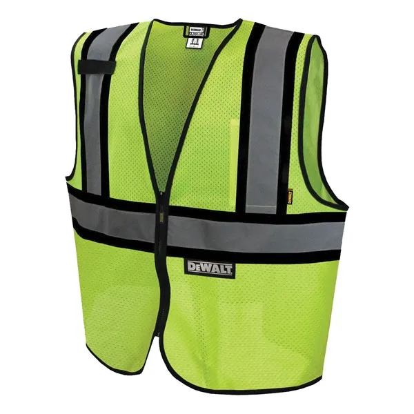 DeWALT DSV221-2X Economical Safety Vest, 2XL, Polyester, Green, Zipper Closure