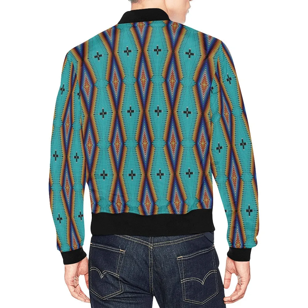 Diamond in the Bluff Turquoise All Over Print Bomber Jacket for Men