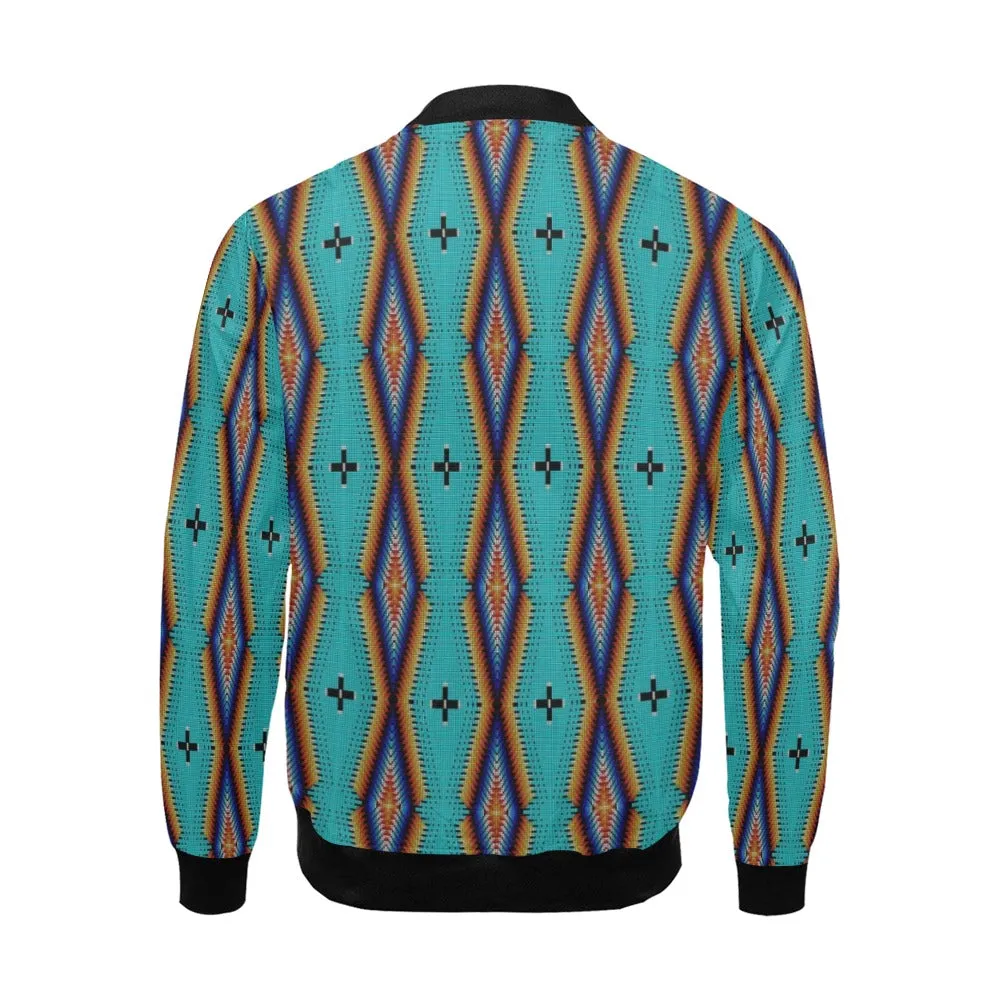 Diamond in the Bluff Turquoise All Over Print Bomber Jacket for Men