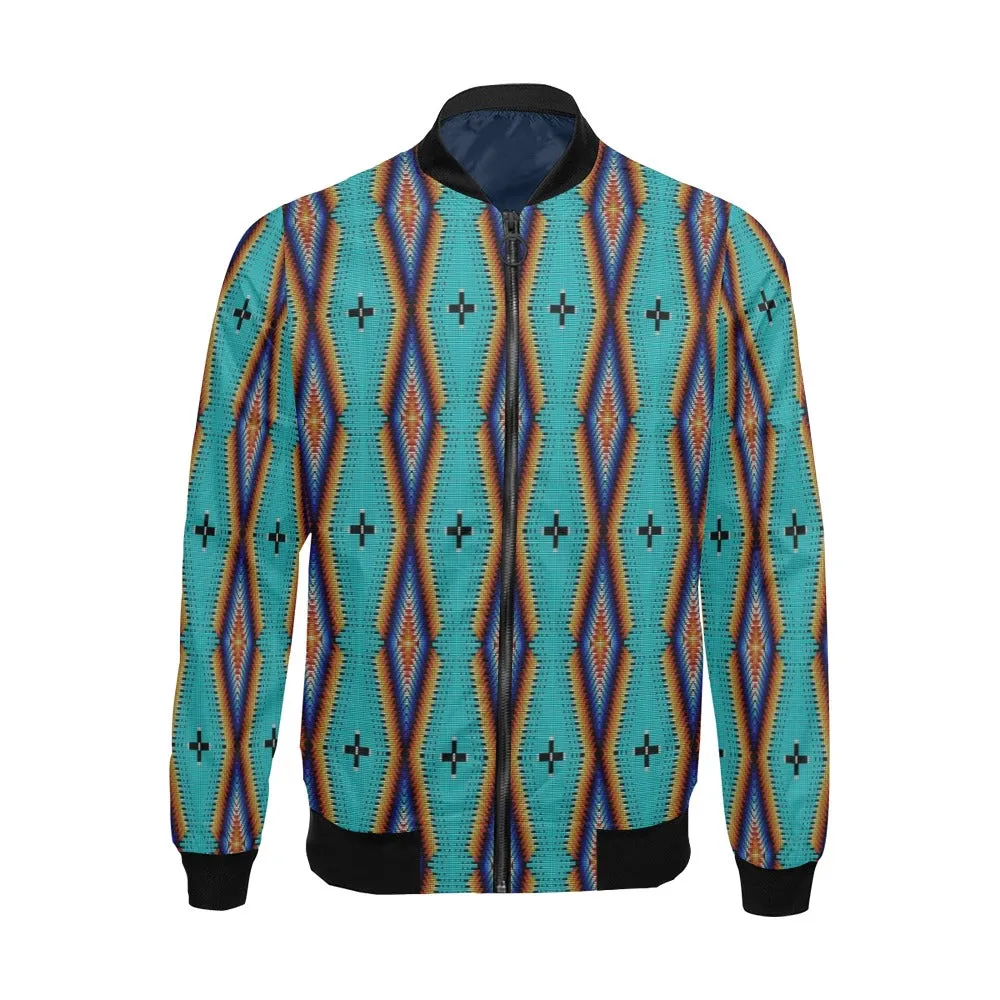 Diamond in the Bluff Turquoise All Over Print Bomber Jacket for Men