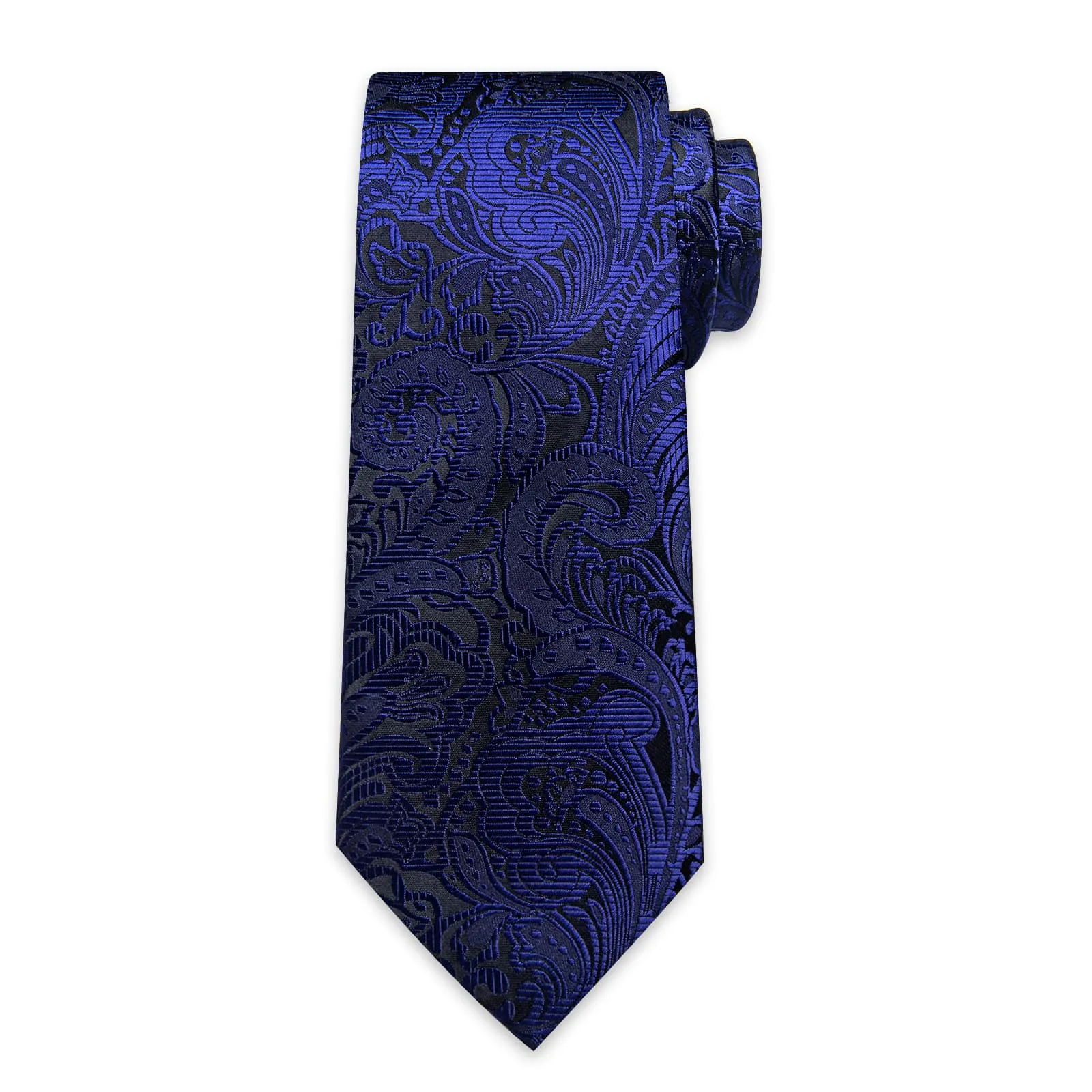 DiBanGu Dress Tie Berry Blue Floral Mens Silk Business Tie Handkerchief Cufflinks Set