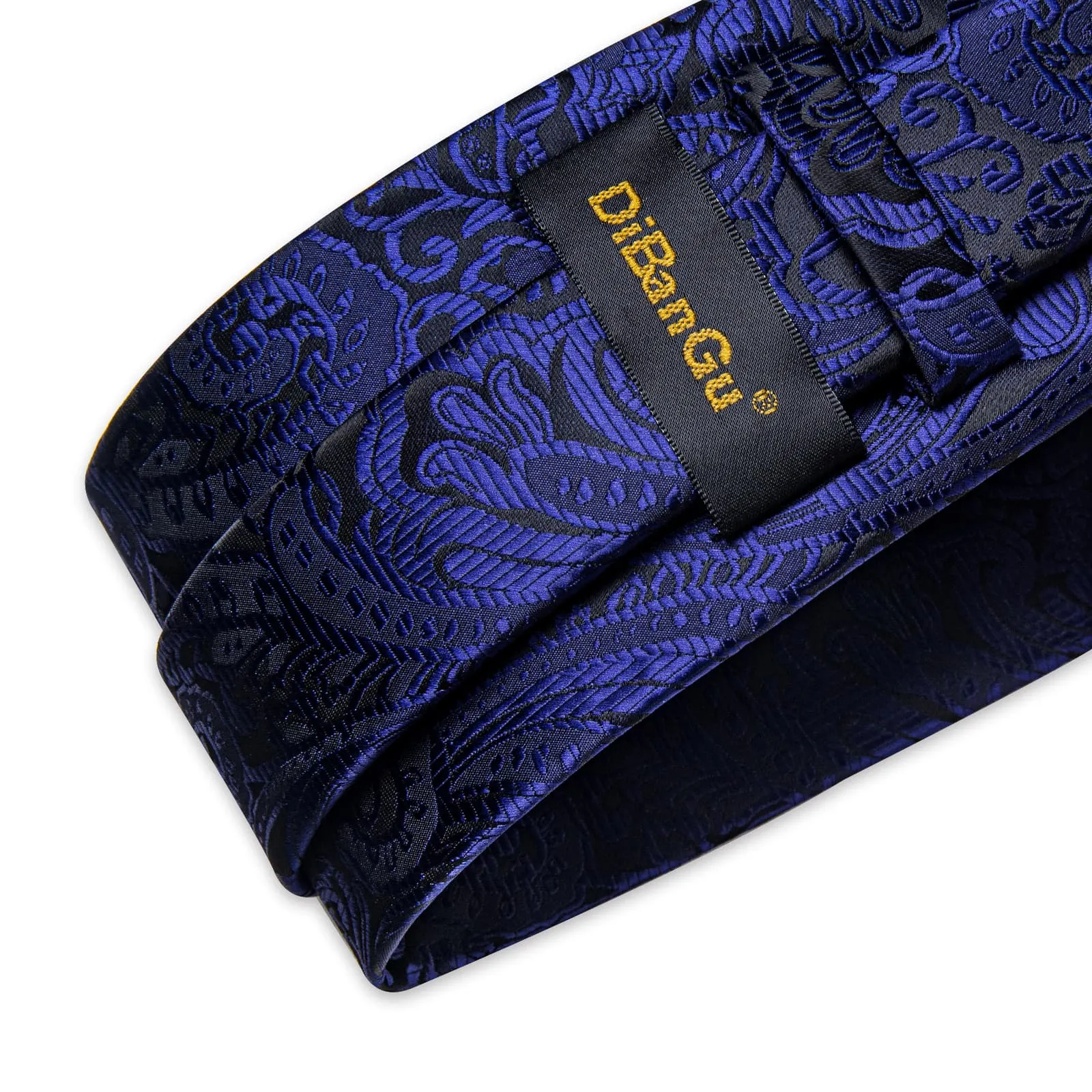 DiBanGu Dress Tie Berry Blue Floral Mens Silk Business Tie Handkerchief Cufflinks Set