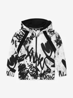 DKNY Boys Graffiti Zip Up Top in White