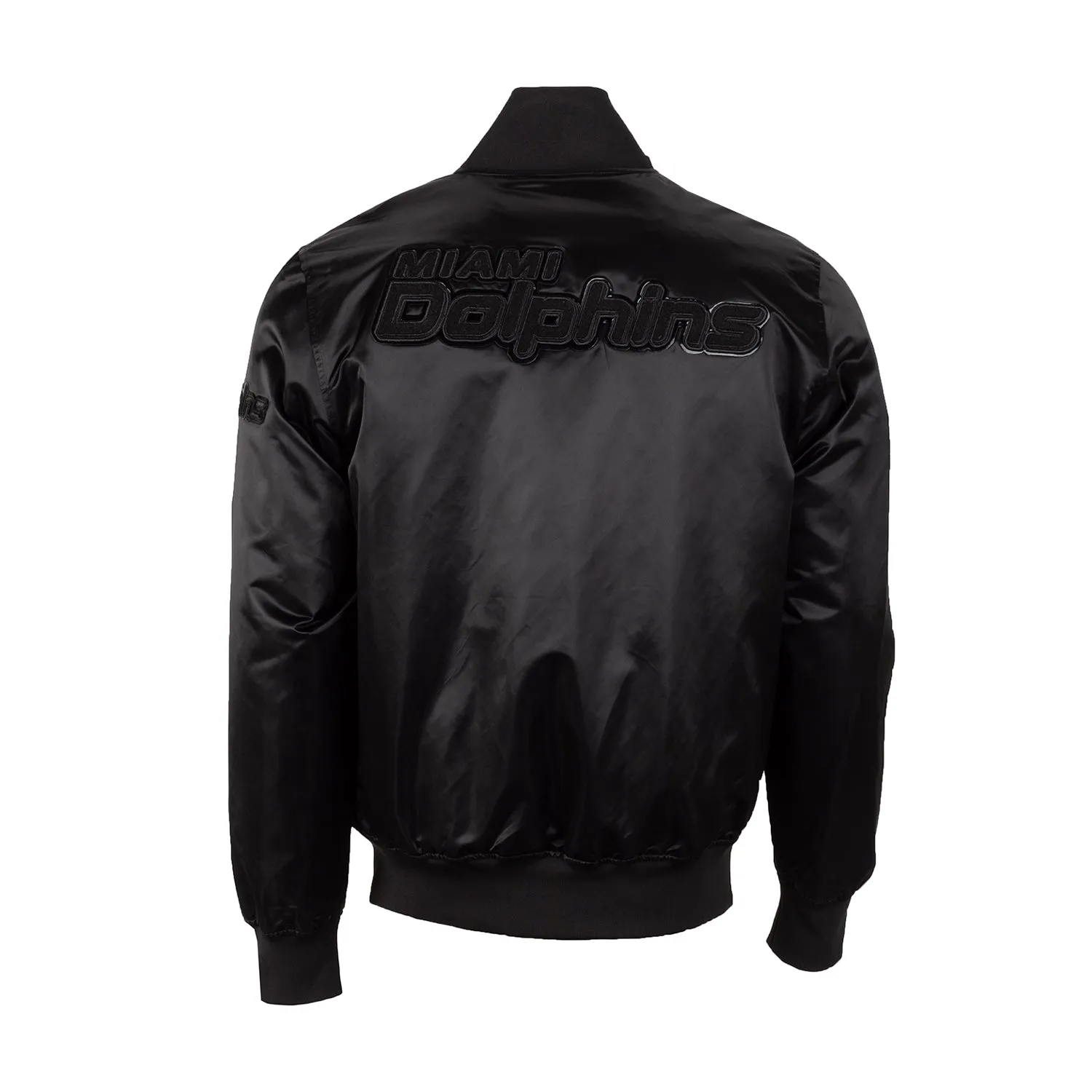 Dolphins Triple Black Satin Jacket - Mens