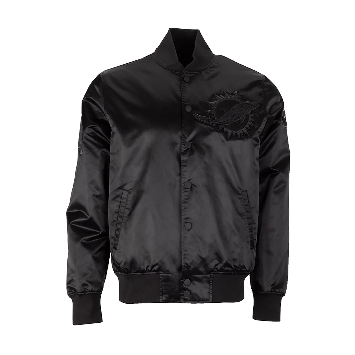 Dolphins Triple Black Satin Jacket - Mens