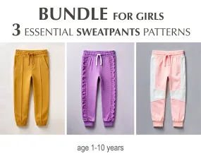 Easy Sewing Bundle PDF - Pretty Girl Pants Patterns - Kids Sewing Tutorial - Three PDF Sewing Patterns in One Bundle - Age 1-10 Years