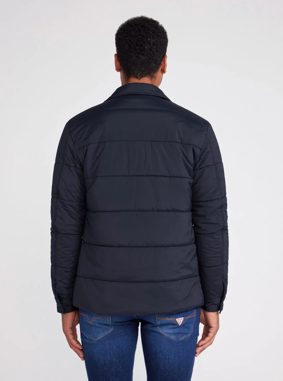 Eco Navy Blue Tech Quilted Shacket