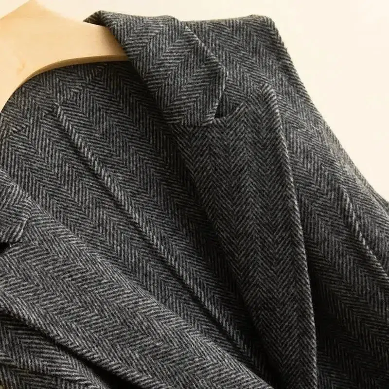 Elegant Charcoal Herringbone Vest