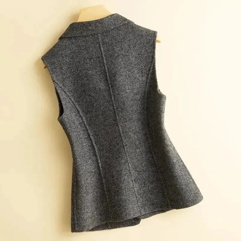 Elegant Charcoal Herringbone Vest