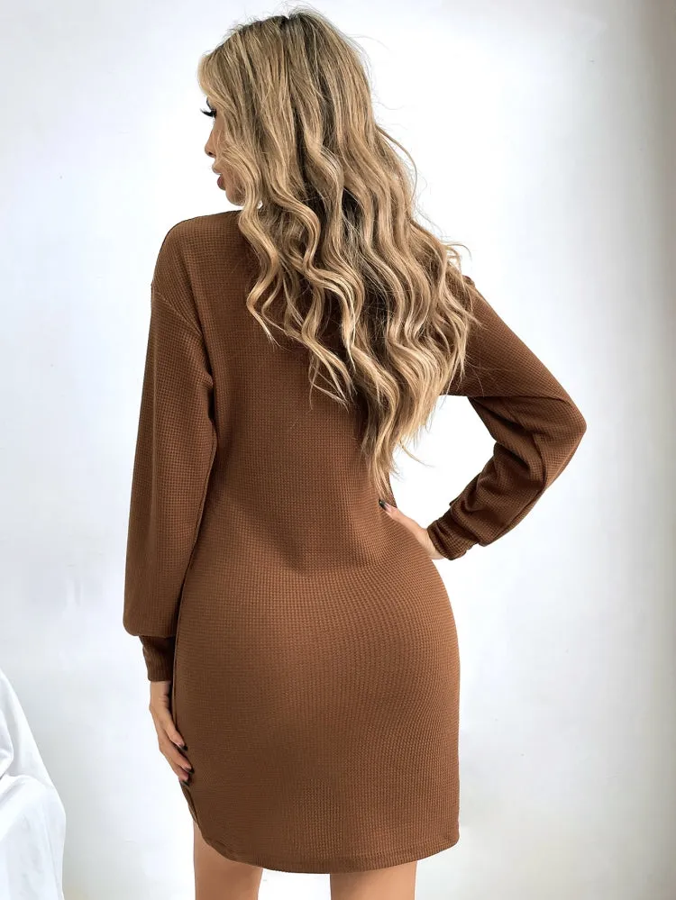 Elegant Lantern Sleeves Sweater Dress