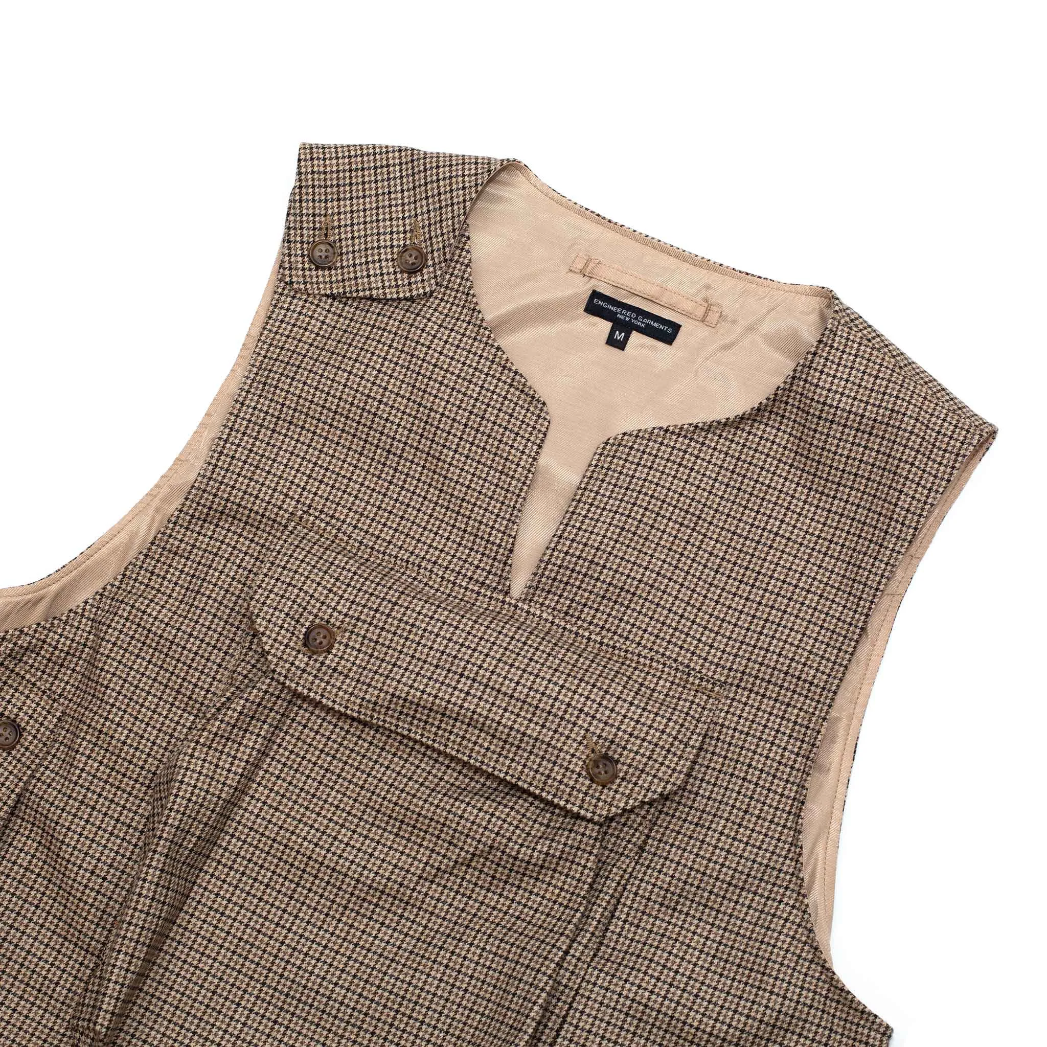 Engineered Garments Cover Vest Brown Wool Poly Gunclub Check