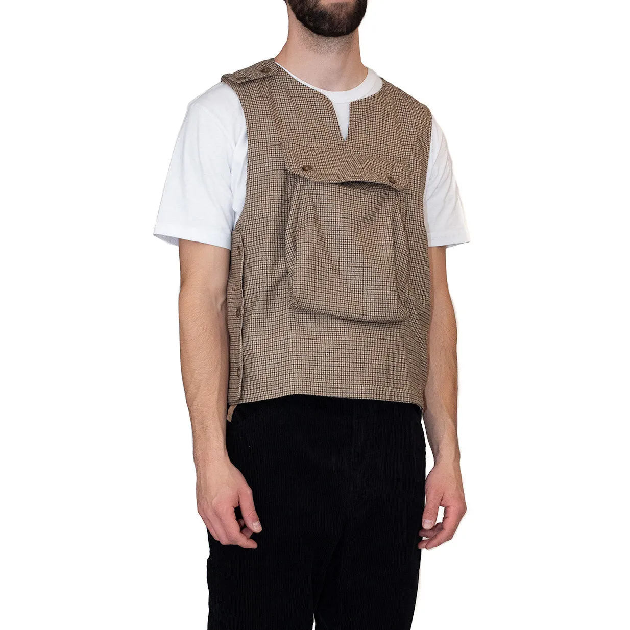 Engineered Garments Cover Vest Brown Wool Poly Gunclub Check