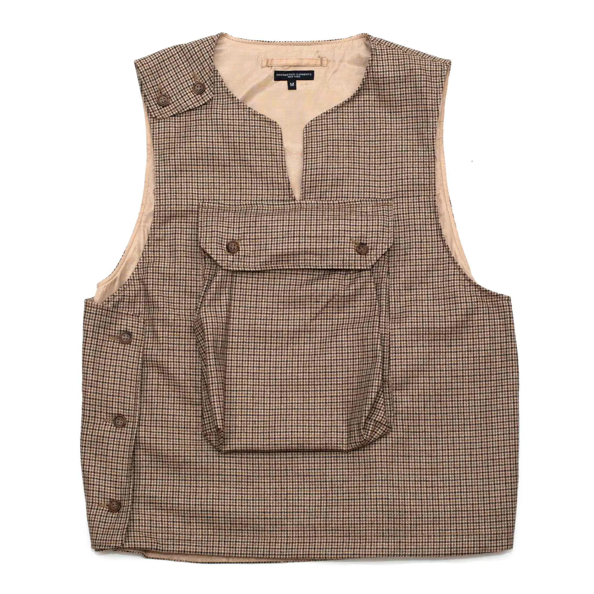 Engineered Garments Cover Vest Brown Wool Poly Gunclub Check