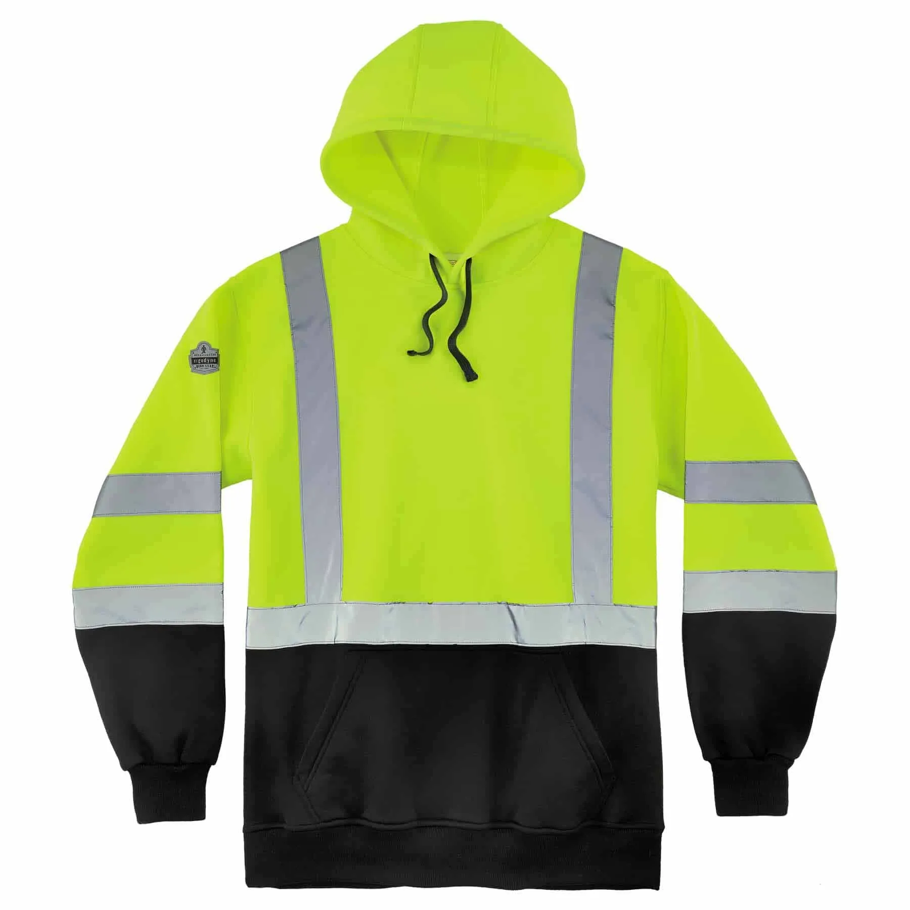 Ergodyne 21889 8373 5XL Lime Class 3 Hooded Sweatshirt Black Bottom