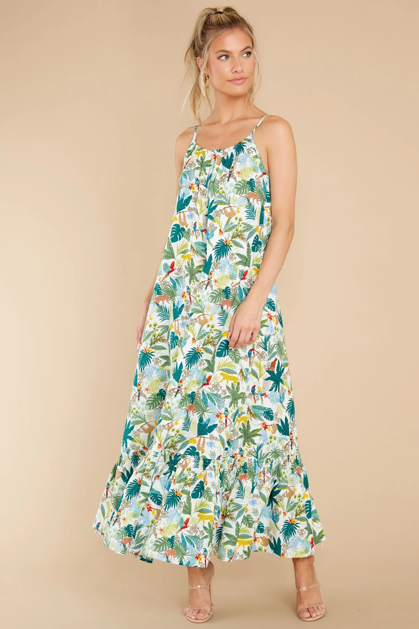 Escape To Paradise Off White Rio Print Maxi Dress