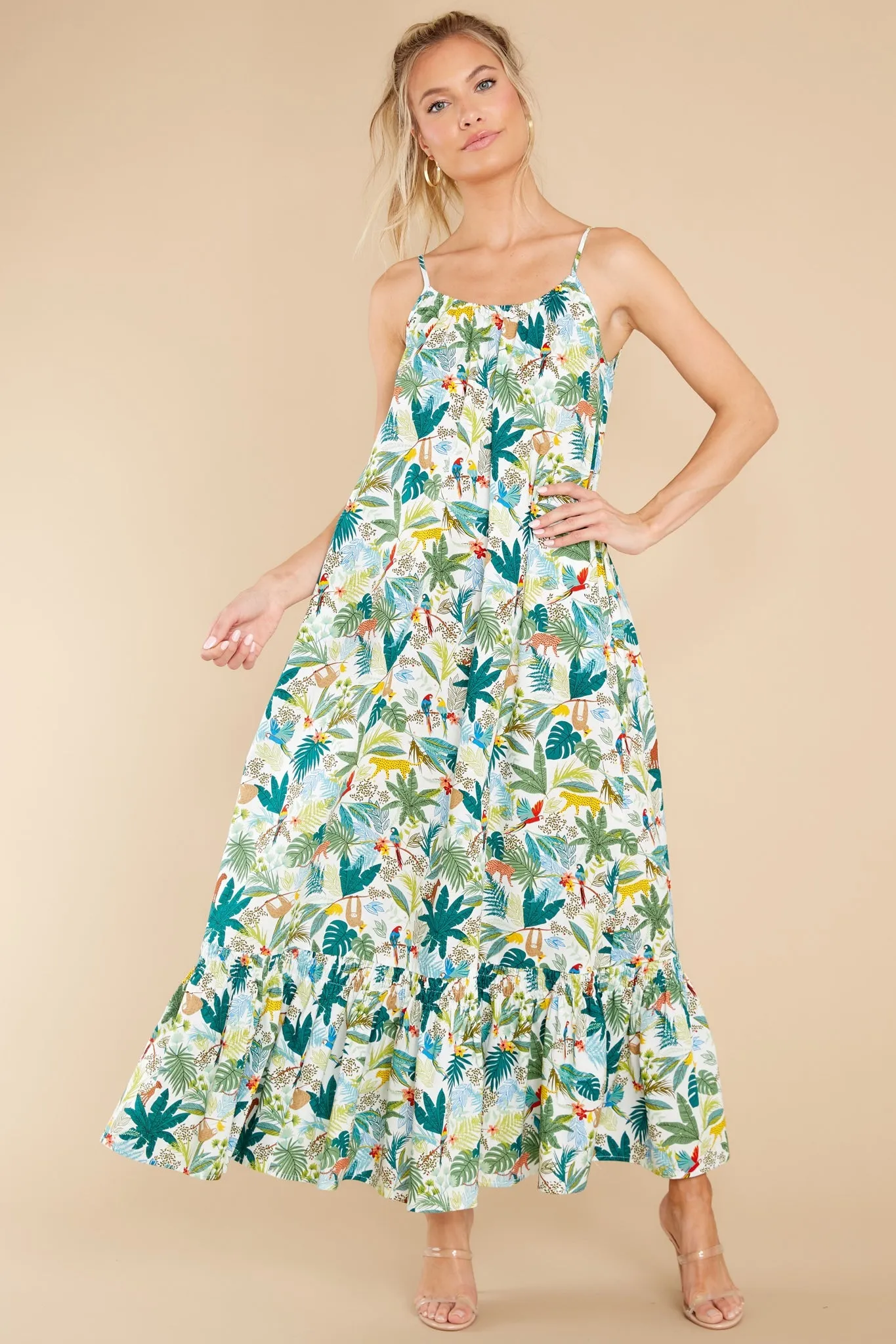 Escape To Paradise Off White Rio Print Maxi Dress