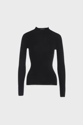 Fitted Mock-Neck Sweater (White Worsted Cashmere Staple)