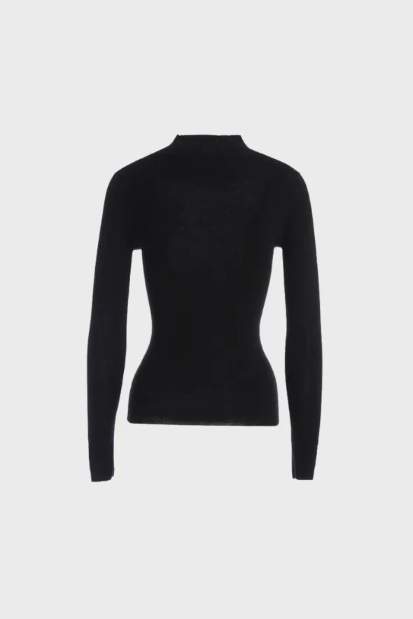 Fitted Mock-Neck Sweater (White Worsted Cashmere Staple)