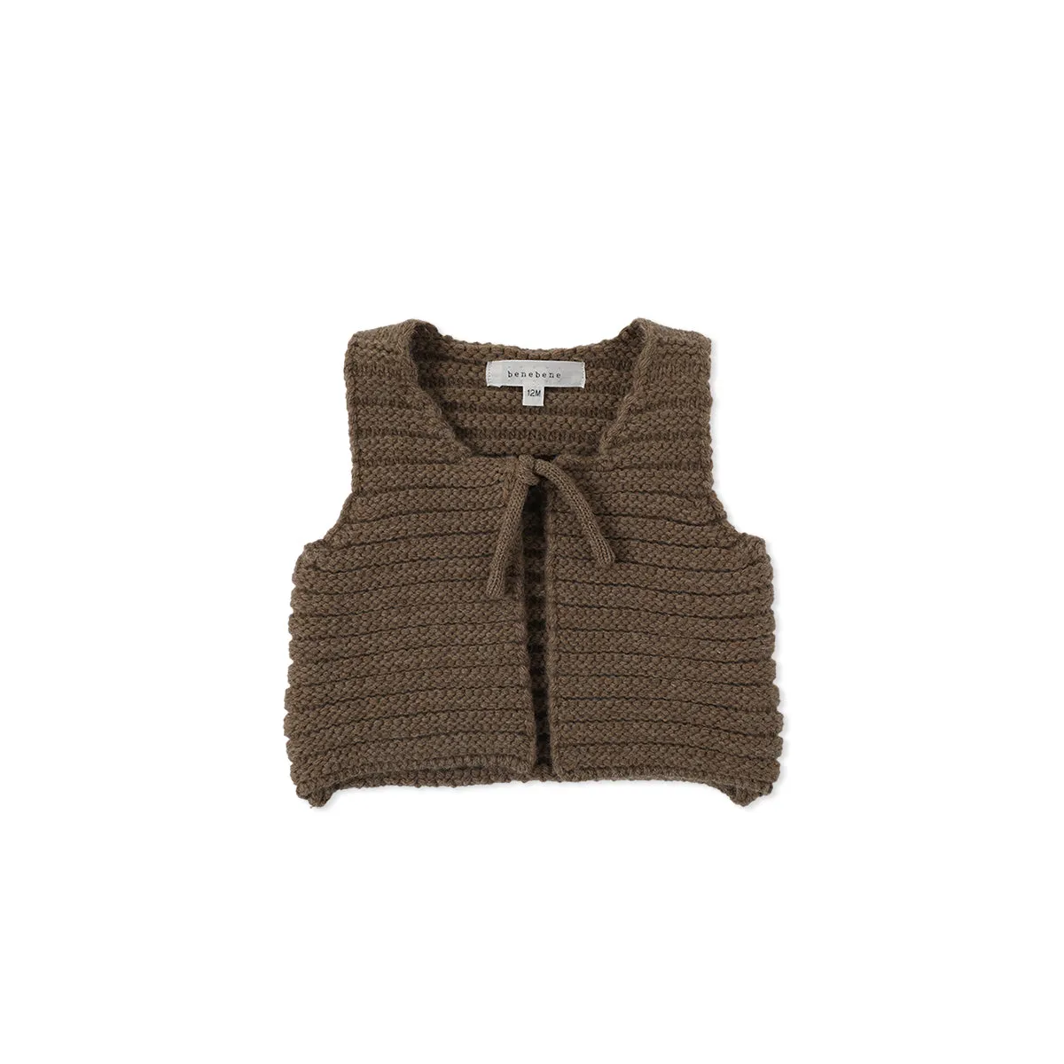 FLUFFY KNIT VEST-khaki brown