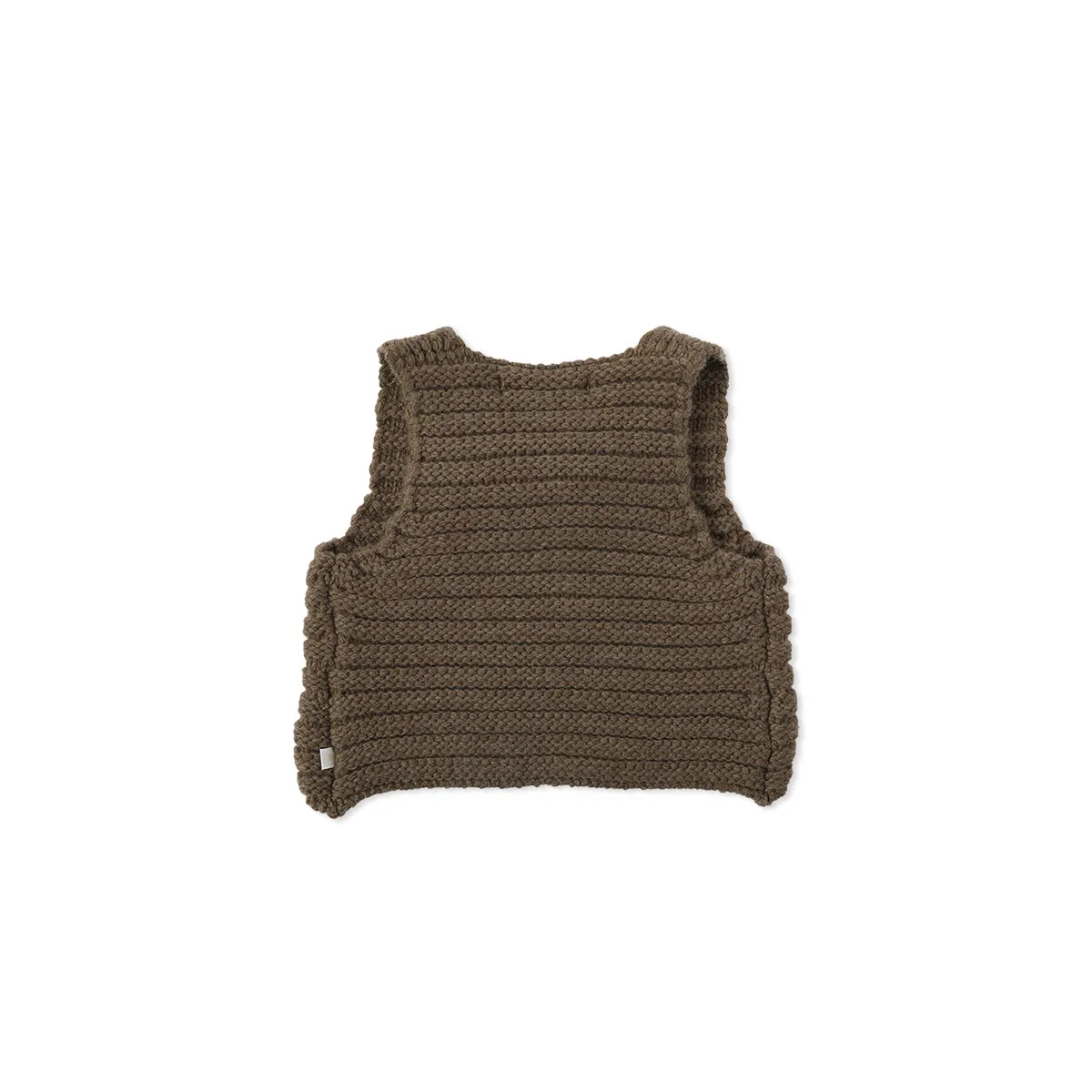 FLUFFY KNIT VEST-khaki brown