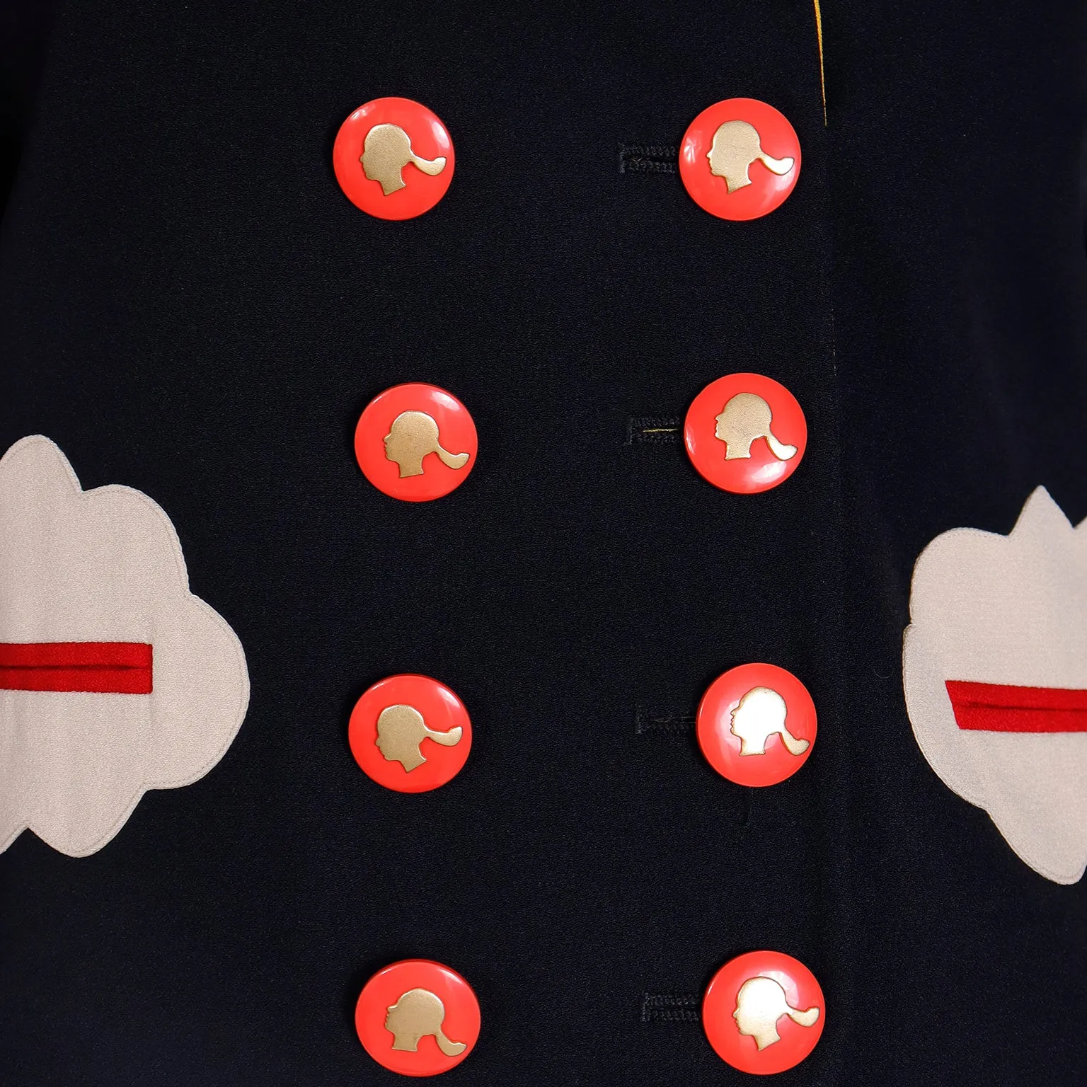 Franco Moschino Vintage Cartoon Inspired Jacket w Olive Oyl Buttons