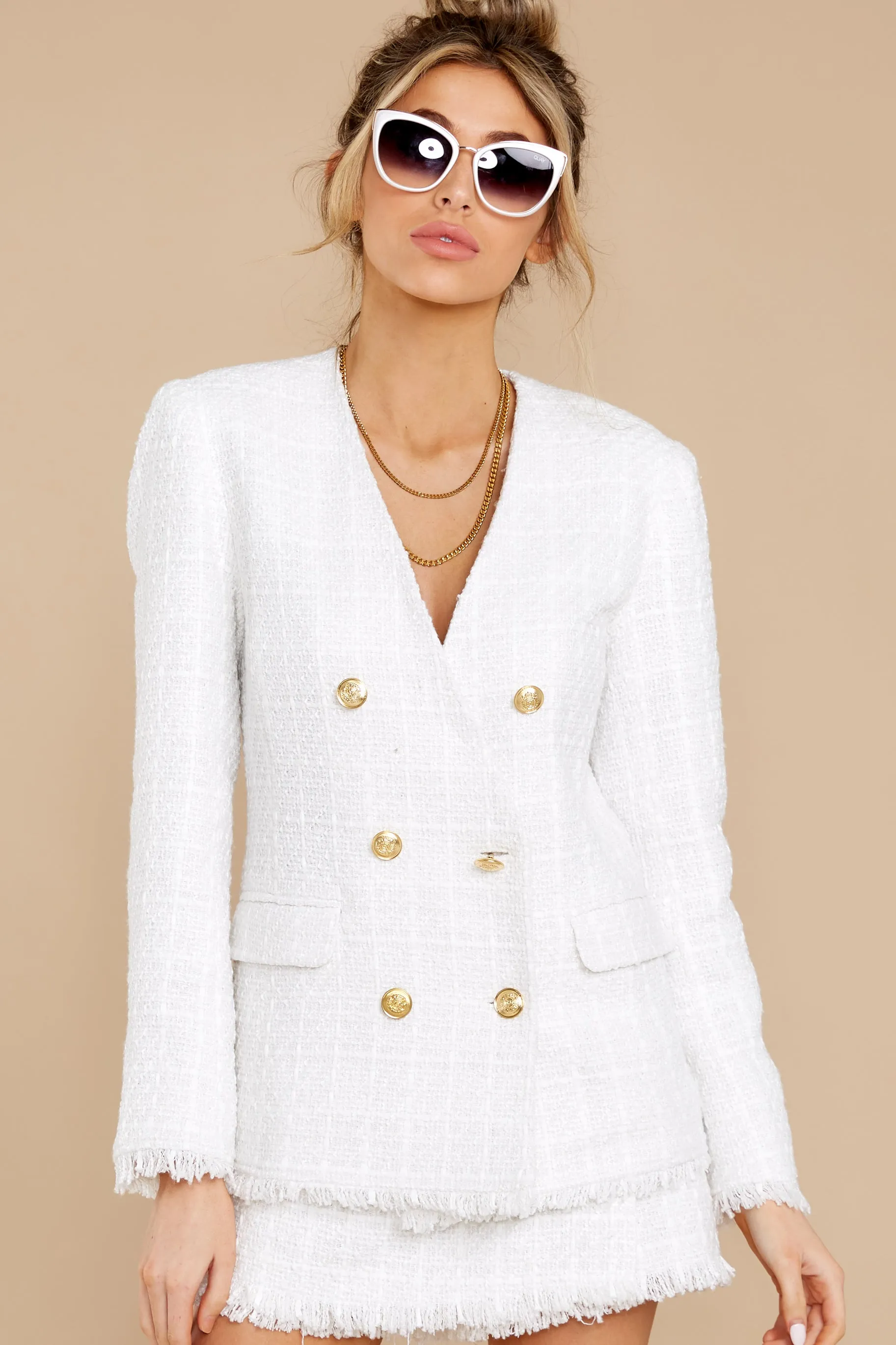 From The City Ivory Tweed Blazer