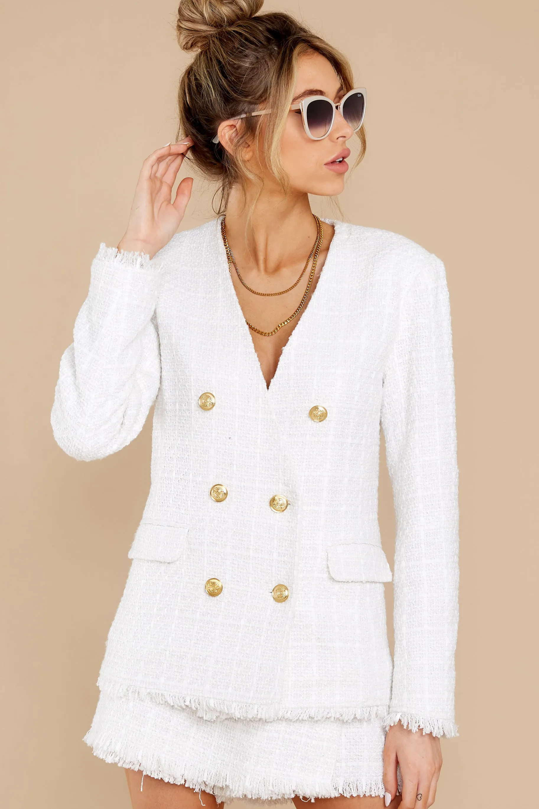 From The City Ivory Tweed Blazer