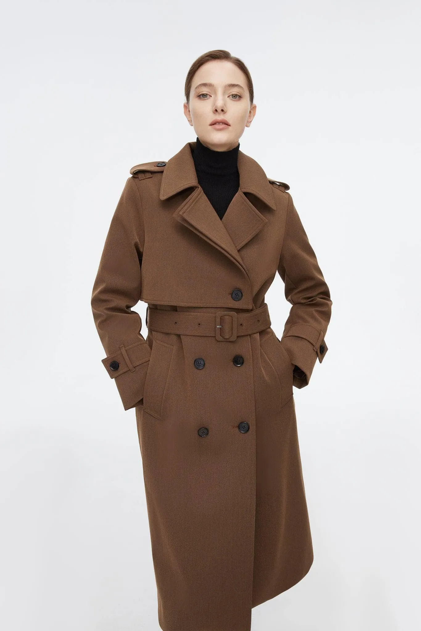 Full Length Detachable Goose Down Trench Coat