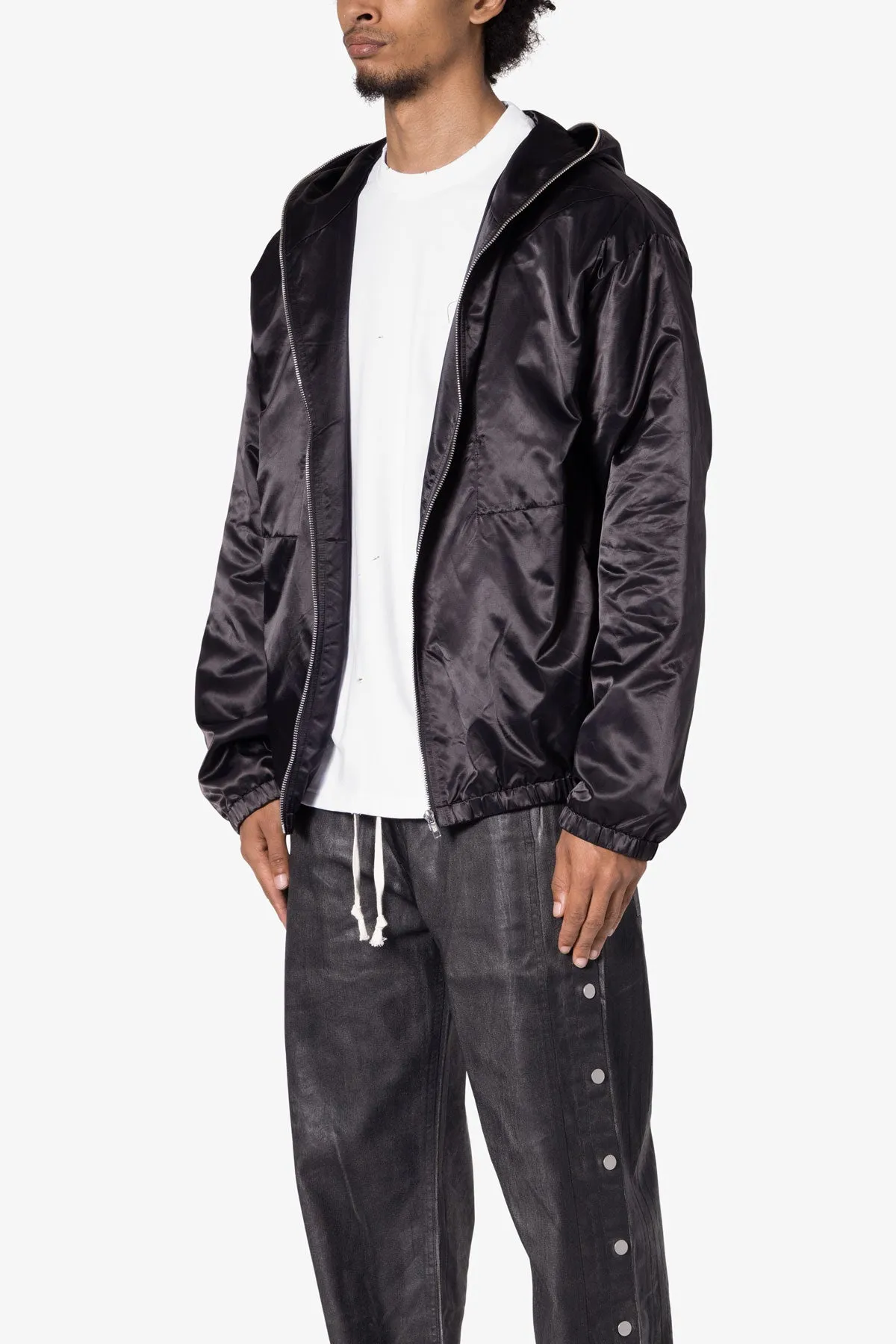 Full Zip Paneled Fight Jacket - Black