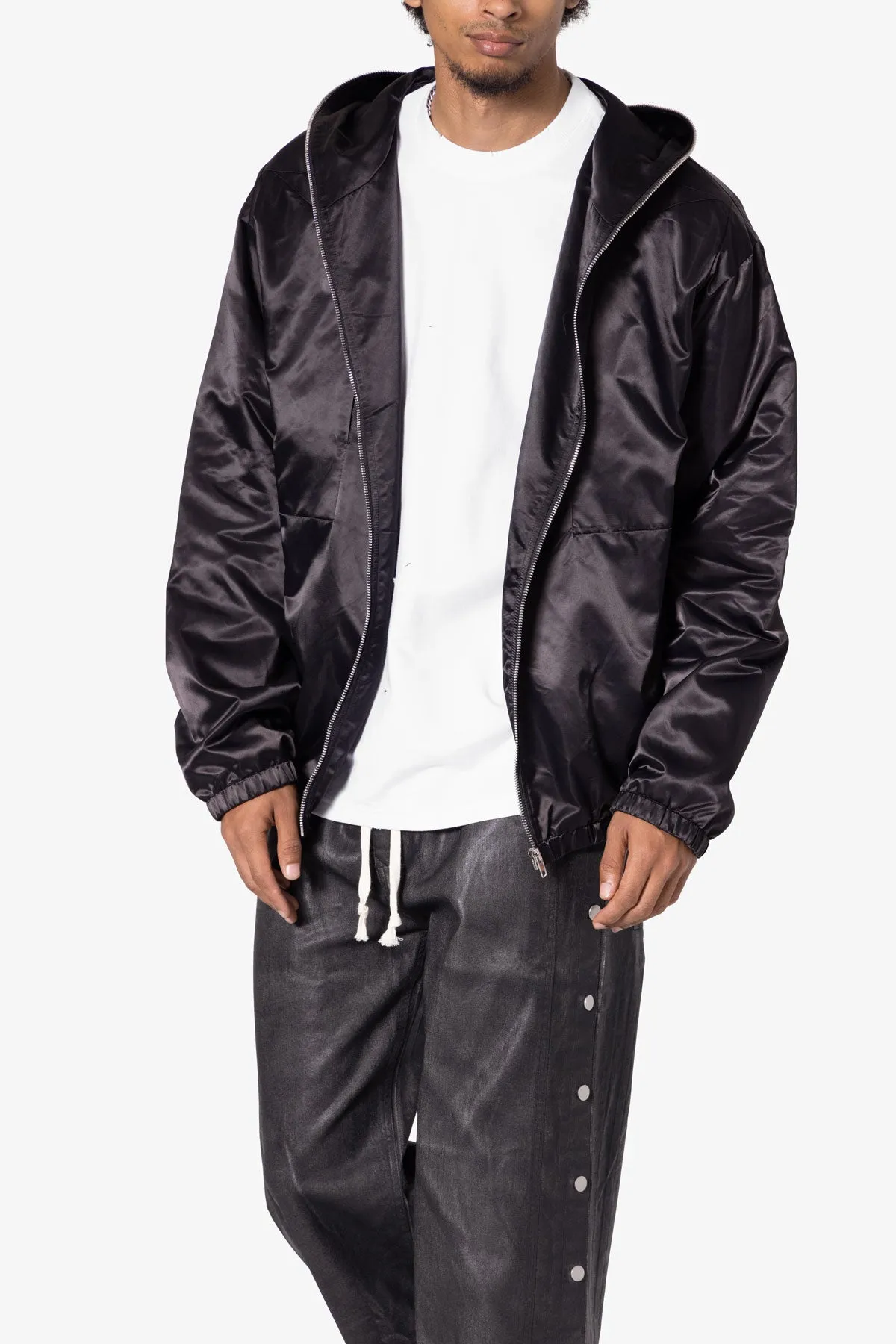 Full Zip Paneled Fight Jacket - Black