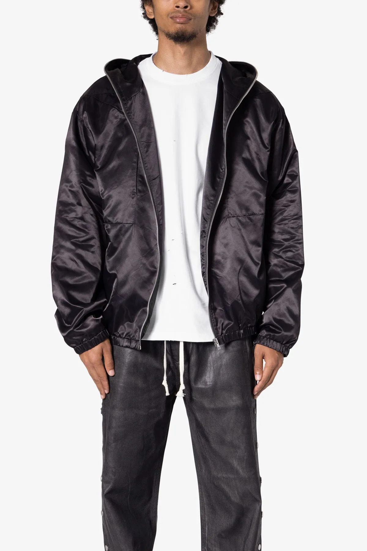 Full Zip Paneled Fight Jacket - Black