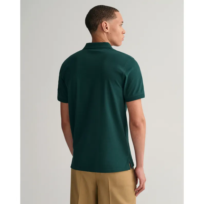 GANT Contrast Stretch Piqué Polo Shirt 2062026 Tartan Green