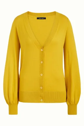 Gebreid geel vest | King Louie cardi deep V long cottonclub ceylon yellow