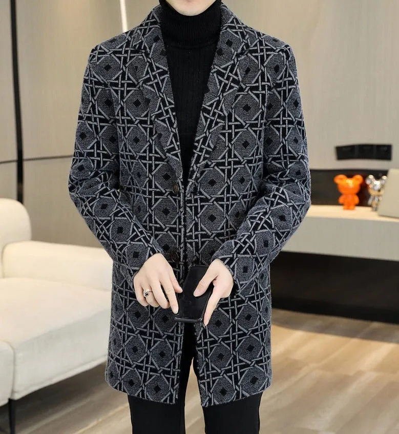 Geometric Pattern Padded Coat