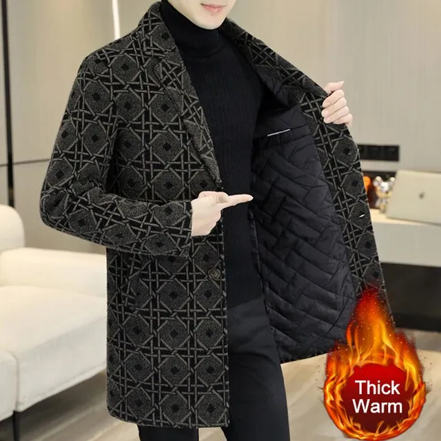 Geometric Pattern Padded Coat