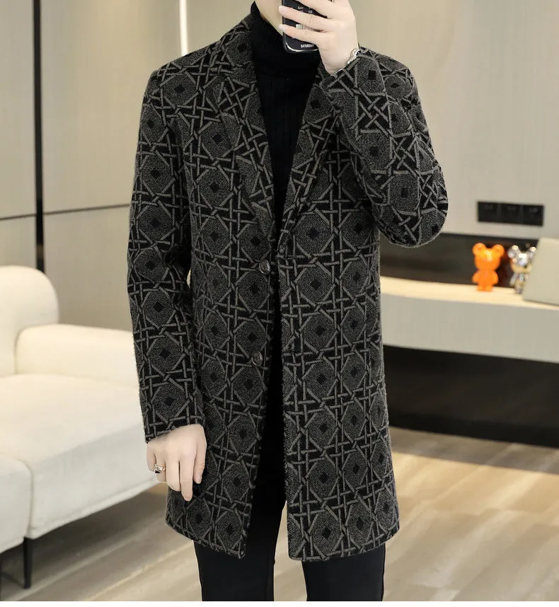 Geometric Pattern Padded Coat