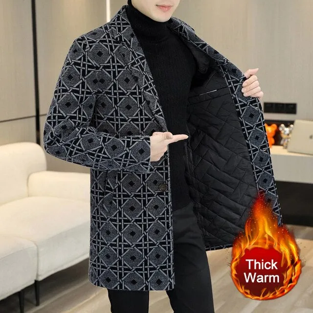 Geometric Pattern Padded Coat