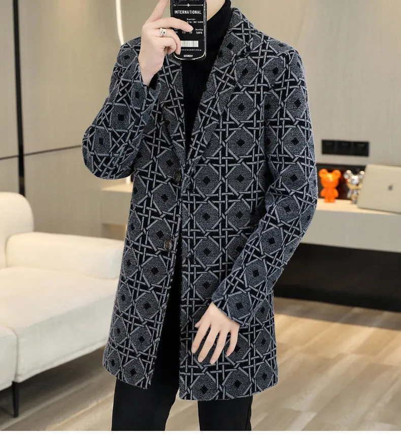 Geometric Pattern Padded Coat