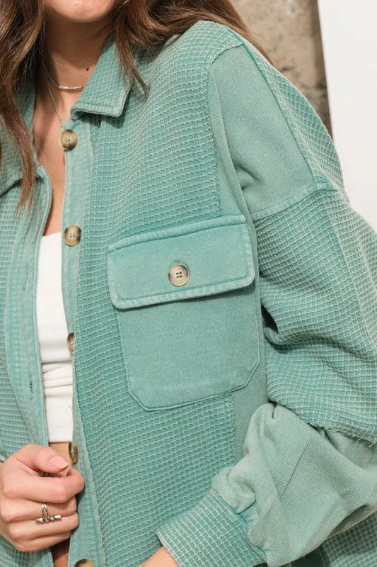 Georgia Waffle Shacket (Green)