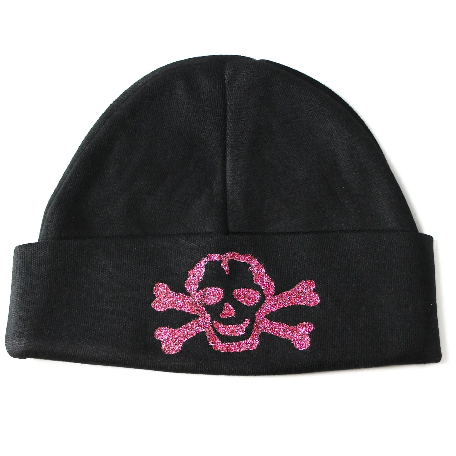 Glitter Pink Scribble Skull Infant Baby Beanie Cap