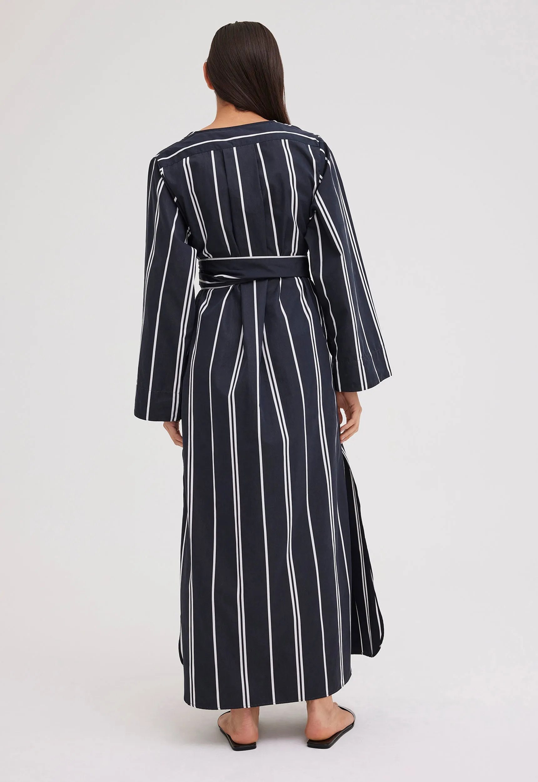 Granada Cotton Dress in Bold Stripe Black