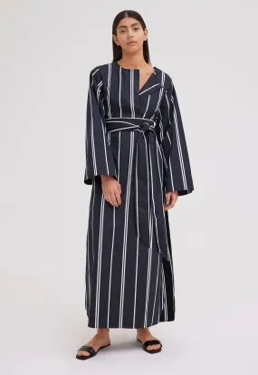 Granada Cotton Dress in Bold Stripe Black