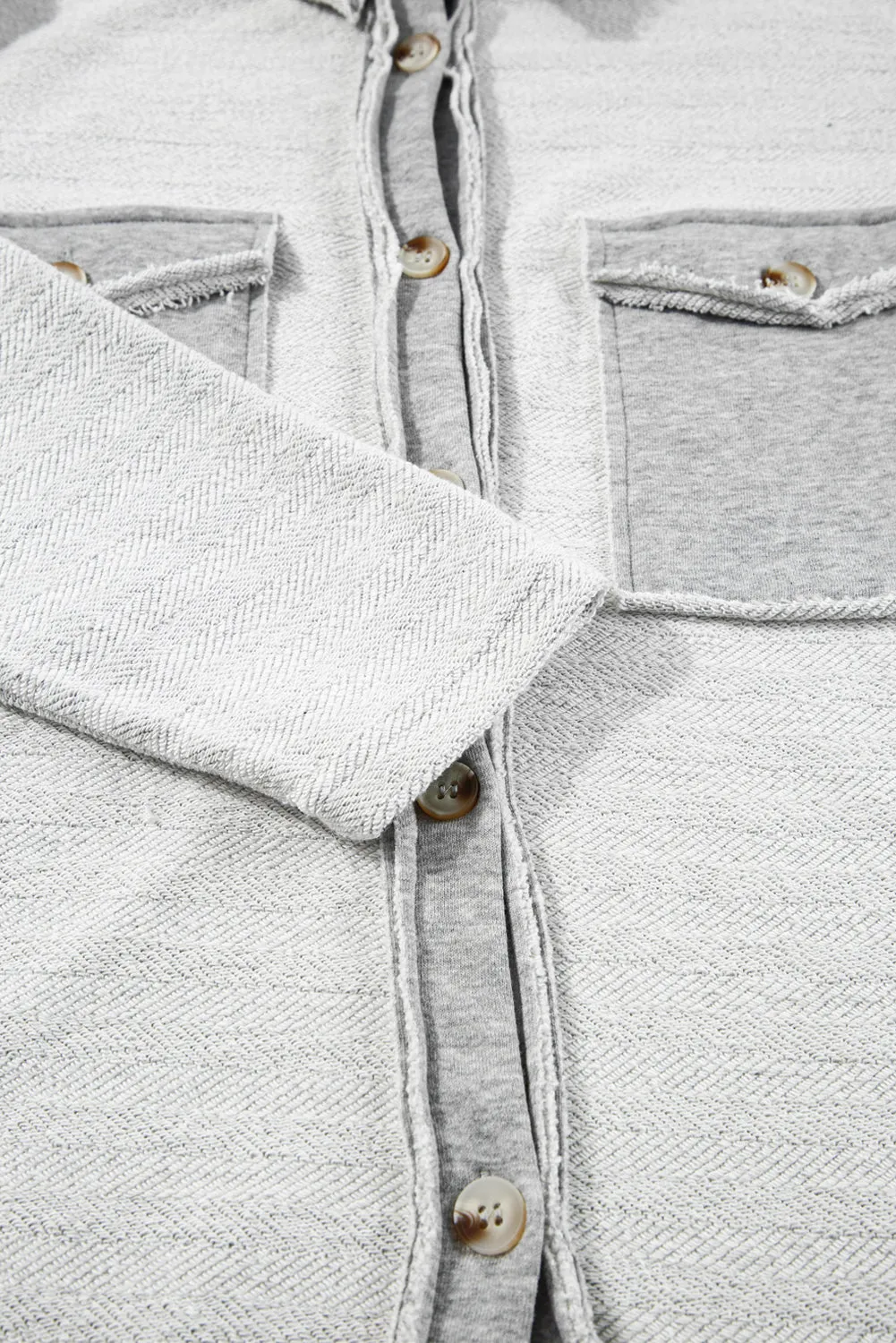 Gray Contrast Flap Pockets Relaxed Shacket