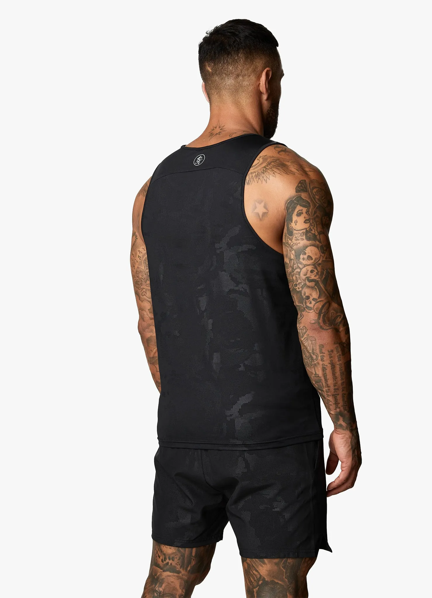 Gym King Debossed Camo Vest - Black