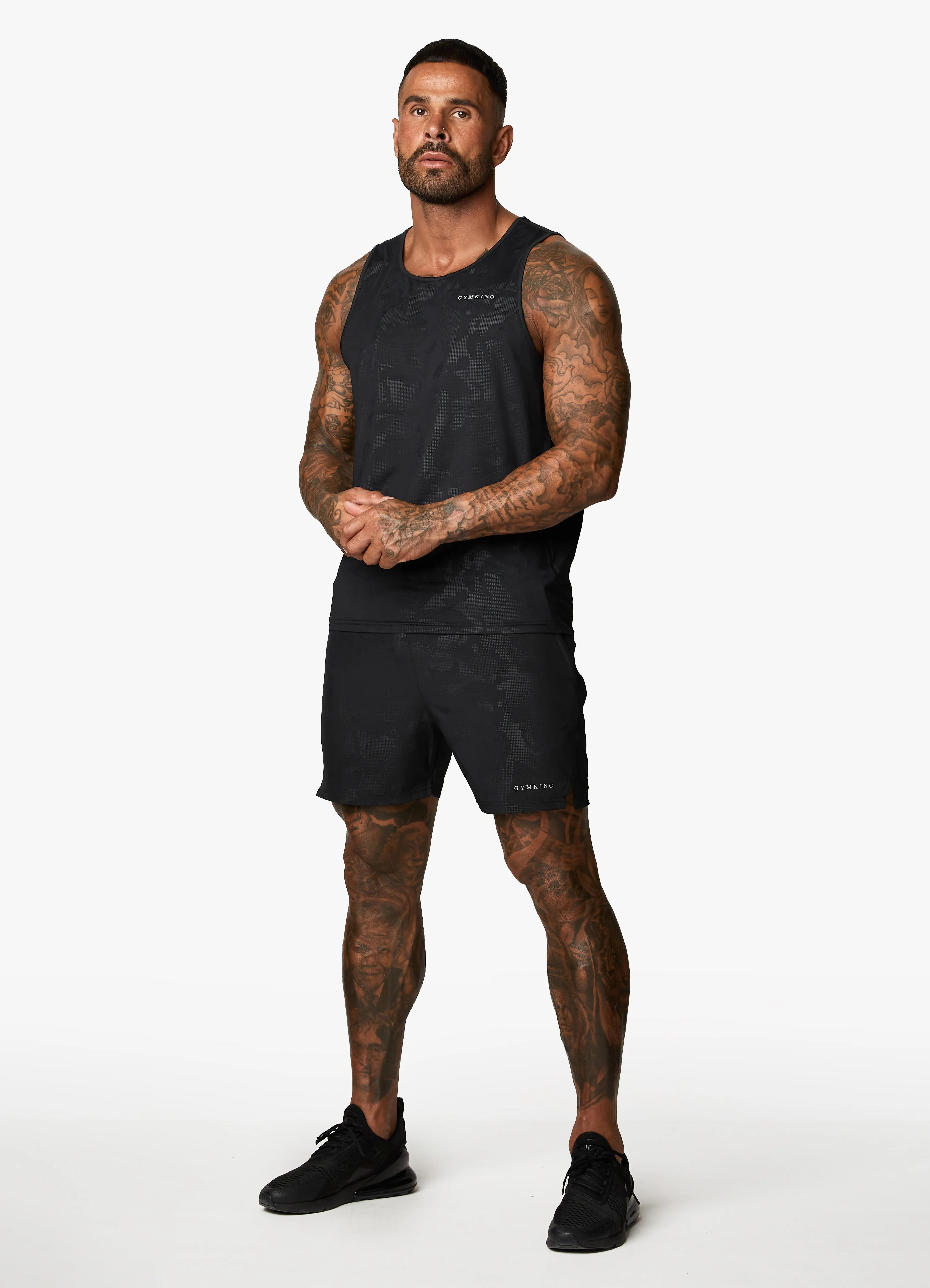 Gym King Debossed Camo Vest - Black