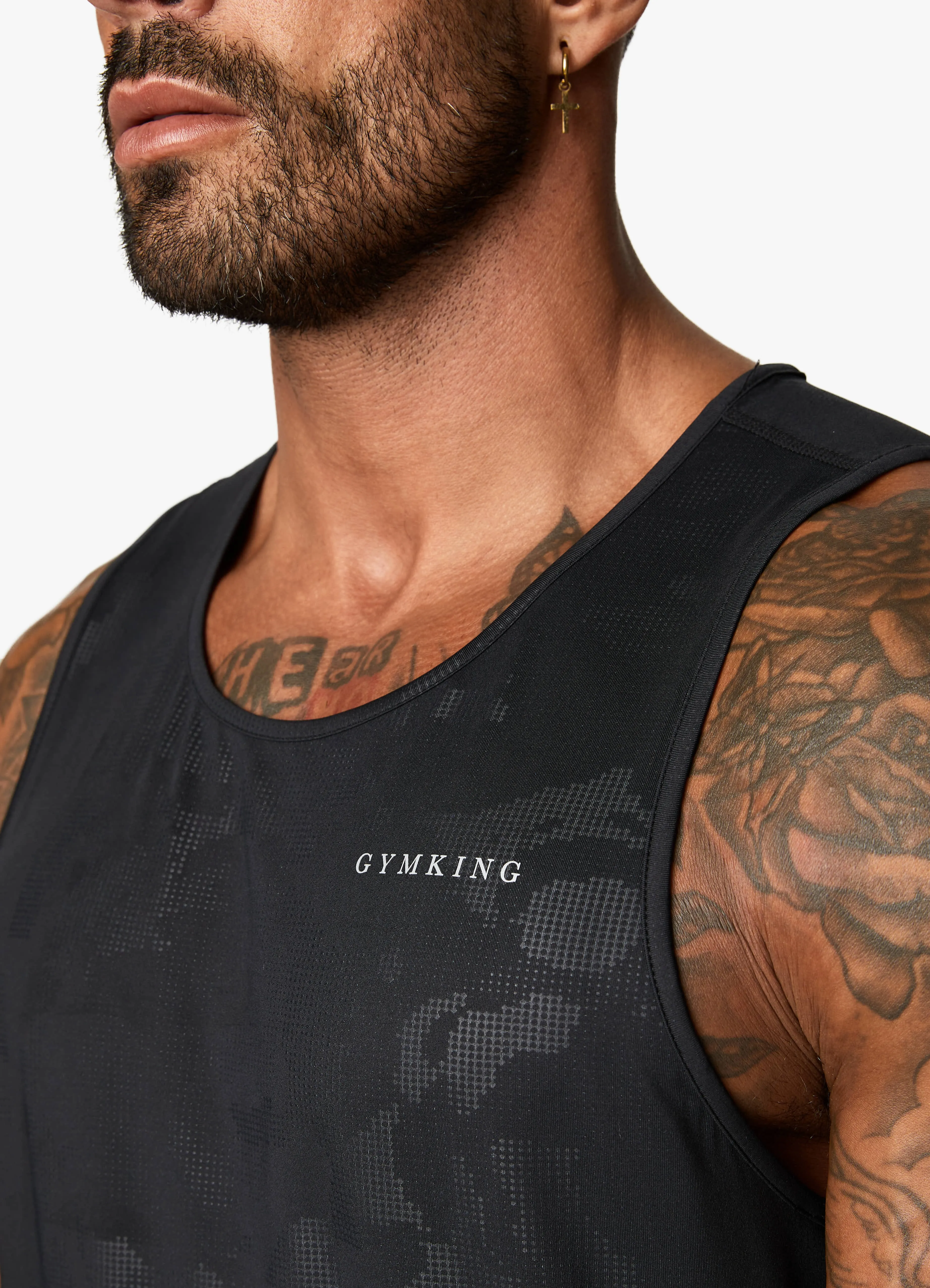 Gym King Debossed Camo Vest - Black