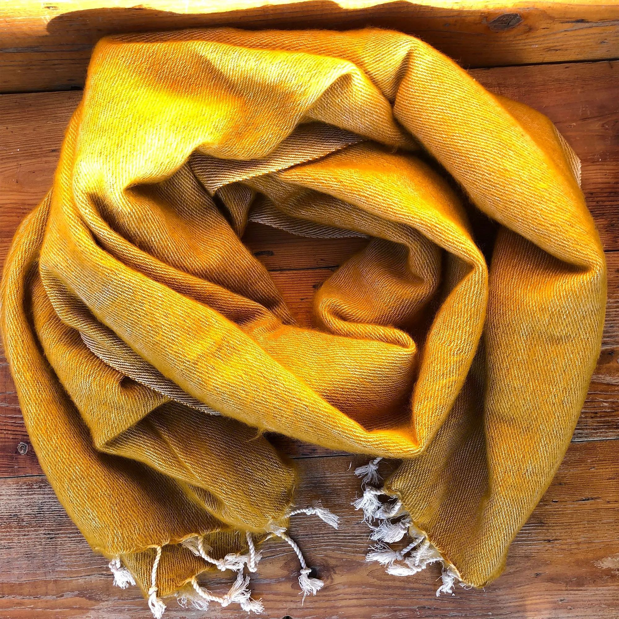 Handmade Nepalese 'Yak Wool' Shawl Mustard Yellow Oversized Scarf / Yoga Blanket