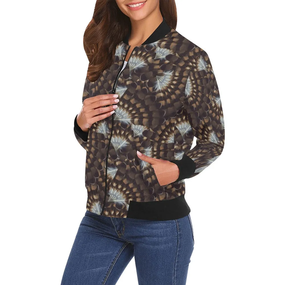 Hawk Feathers Bomber Jacket for Women